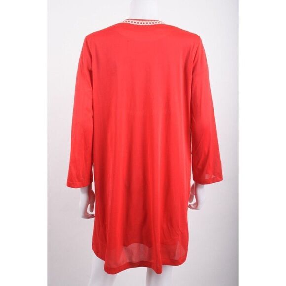 Vintage Womens Peignoir Babydoll Nightgown Pajama set + Robe Red Lace Trim Short - Picture 5 of 12